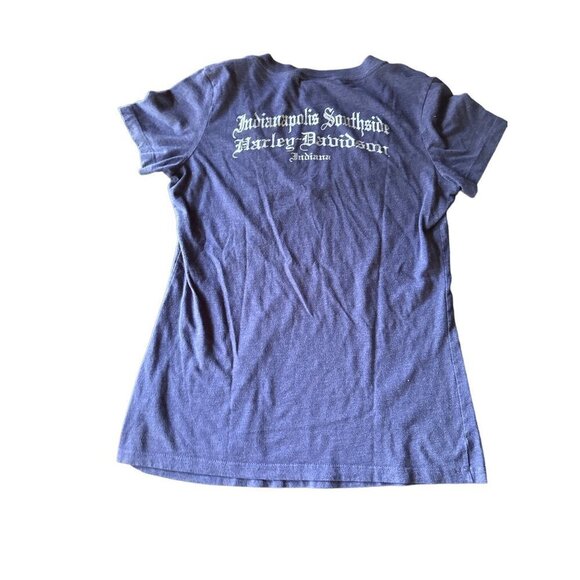 Harley Davidson Blue V Neck Indianapolis Southside T shirt Size Large - Picture 5 of 6